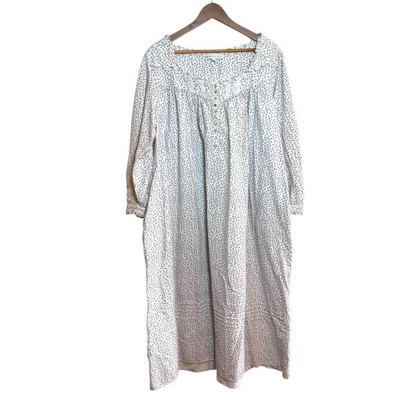 Eileen West Size XL 100% Cotton Rose Bud Flannel Maxi Length Night Gown - Picture 1 of 9